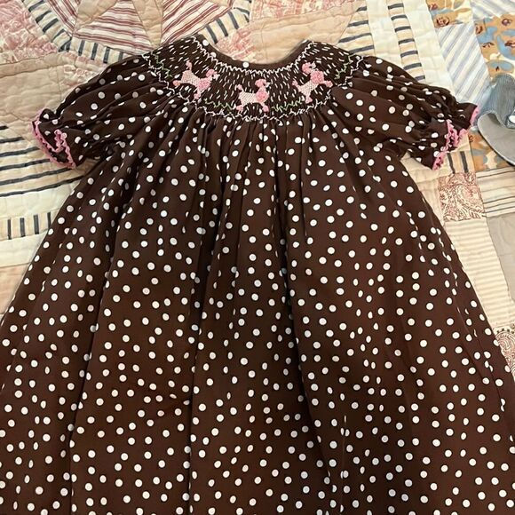 Smocked poodles polkadot dress  - Picture 1 of 6